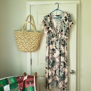 Suzanne Betro Pink Floral high low Wrap Dress